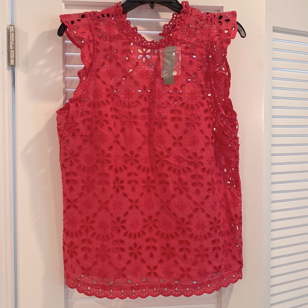 JCrew Eyelet Top Pink Size Medium NWT